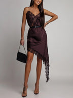 Burgundy Satin Cami Dress