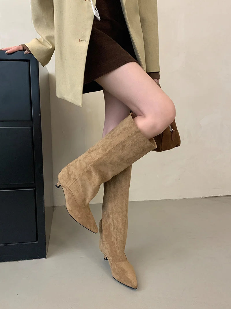 Suede Knee-High Boots