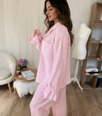 Pink Striped Two-Piece Pajama Set