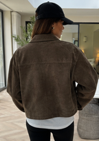 Green Faux Suede Bomber Jacket
