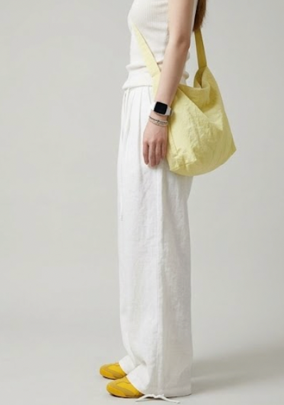 White Cotton Linen Wide Leg Pants