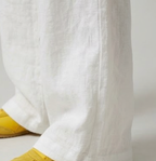 White Cotton Linen Wide Leg Pants