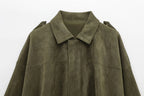 Suede-Texture Bomber Jacket