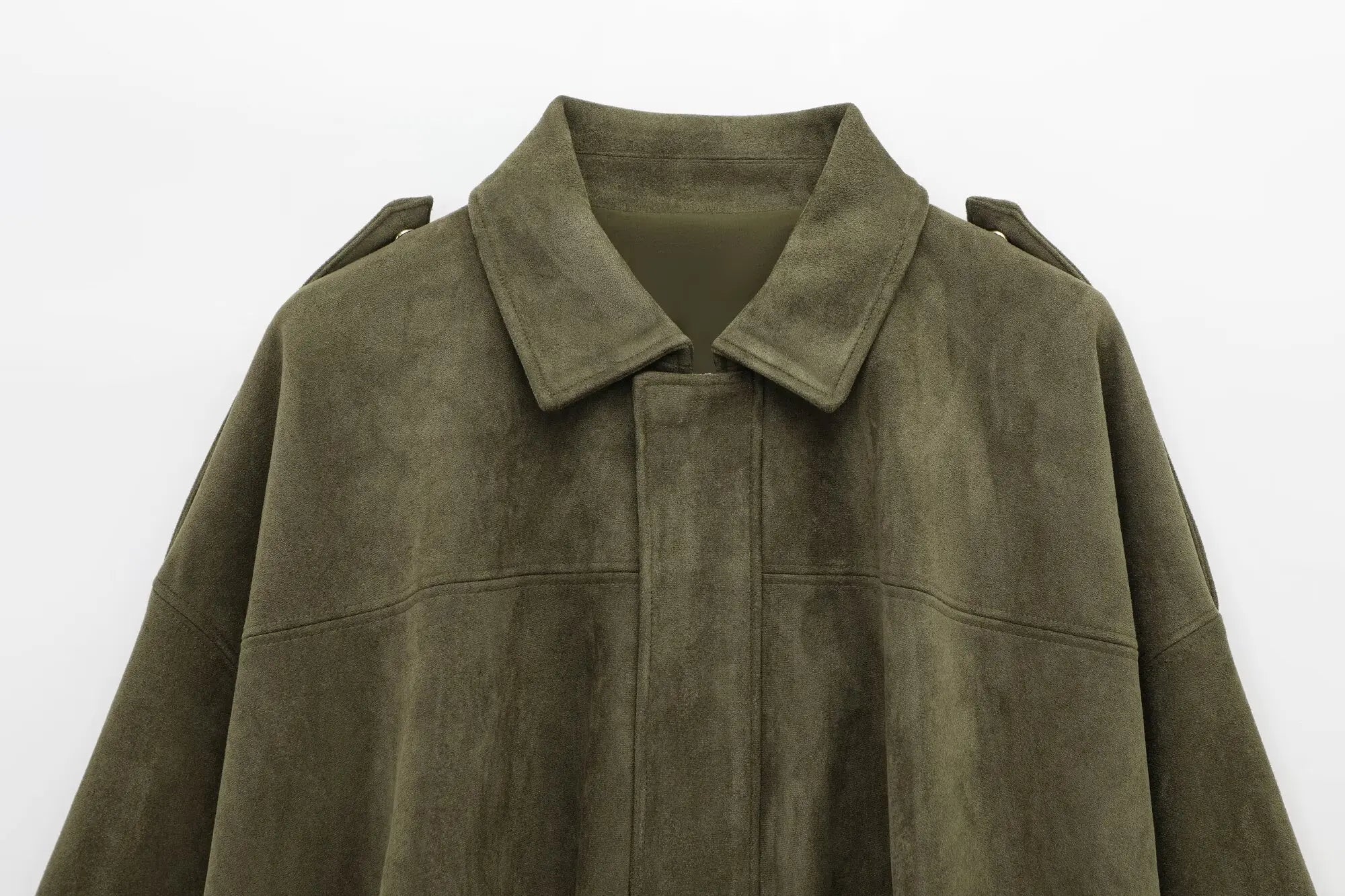 Suede-Texture Bomber Jacket