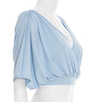 V-Neck Cross Batwing Crop T-Shirt