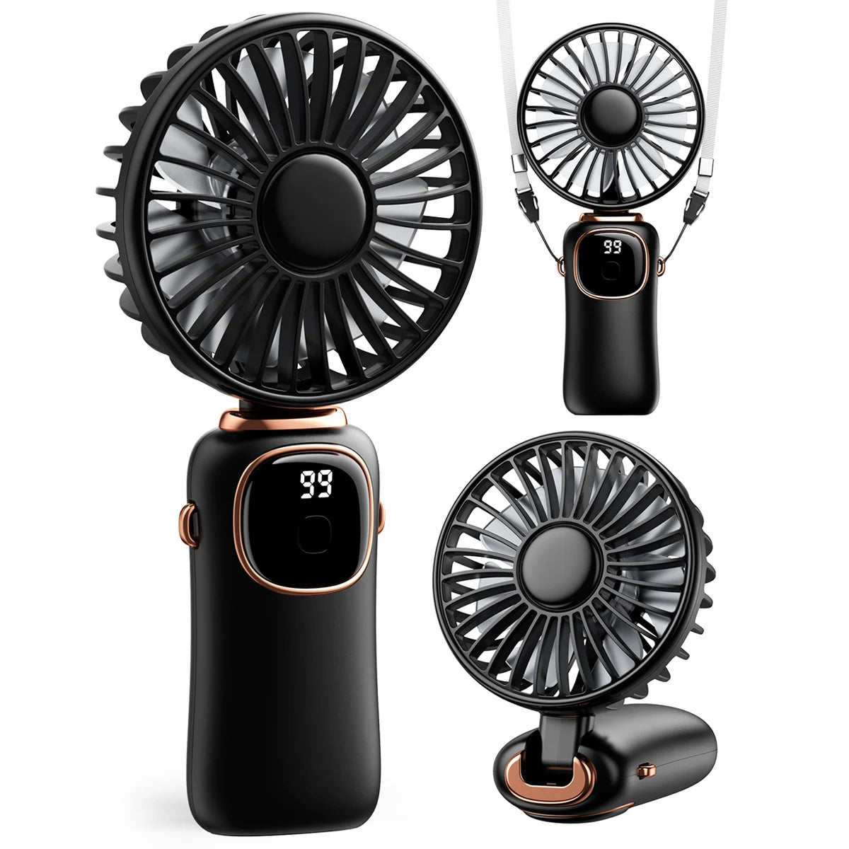 coldSky Handheld Mini Fan 4000mAh Battery Portable Rechargeable Fan with LED Display 5 Speed Turbo Fan for Beach Travel Vacation