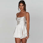Sexy Backless Satin Mini Dress