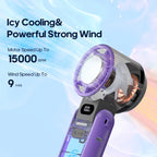 Portable High Speed Cooling Handheld Fan 3600mAh Rechargeable 100 Speed Adjustable Mini Foldable Air Cooling Turbo Fan & Lanyard