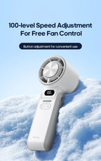Portable High Speed Cooling Handheld Fan 3600mAh Rechargeable 100 Speed Adjustable Mini Foldable Air Cooling Turbo Fan & Lanyard