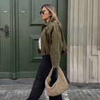 Turn-Down Collar Bomber Jacket