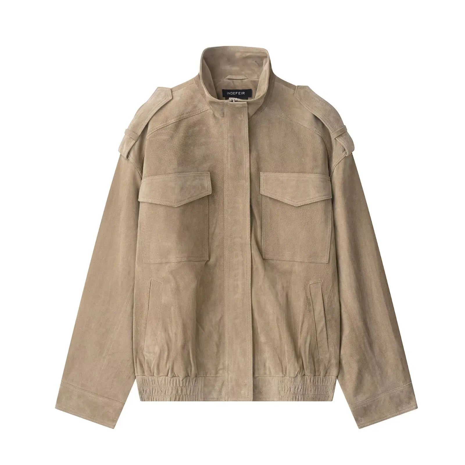 Vintage Suede Textured Leather Bomber Jacket