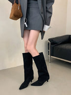 Suede Knee-High Boots