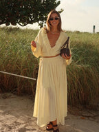 Yellow Lace & Pleated Co-Ord