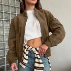 Suede Stand-Collar Short Jacket