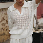 Short-Sleeve Knitted Polo Top