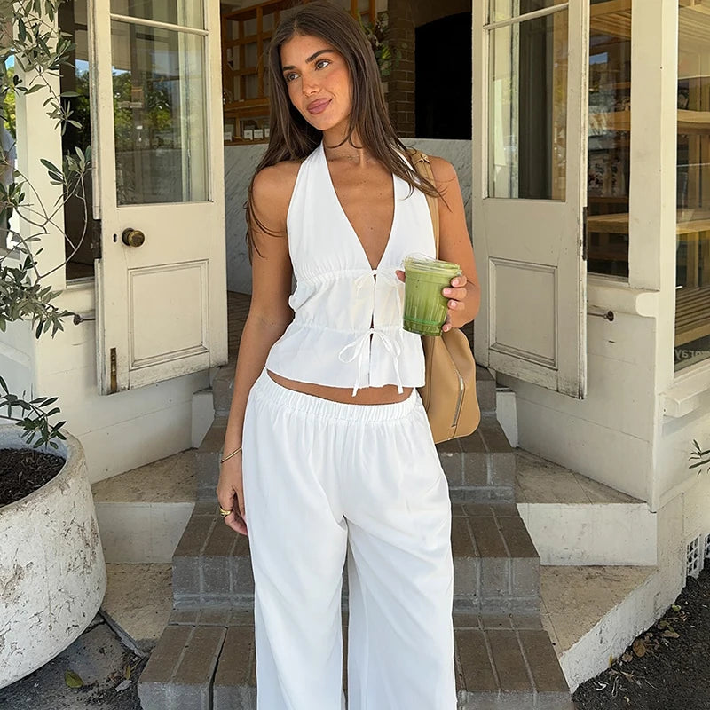 Halter Vest Two-Piece Set