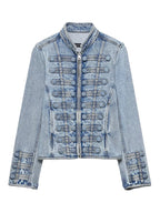Cropped O-Neck Denim Jacket