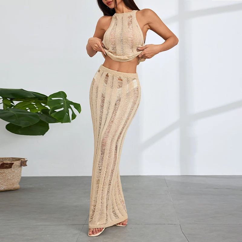 Sleeveless 2 Piece Bikini Cover Up
