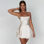 Sexy Backless Satin Mini Dress