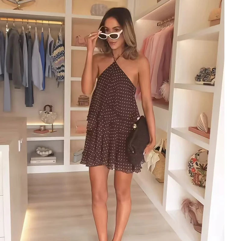 Elegant Polka-Dot Mini Beach Dress