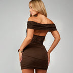Off Shoulder Lace Mini Dress