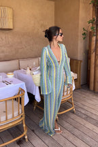 Colorful Crochet Striped Maxi Dress