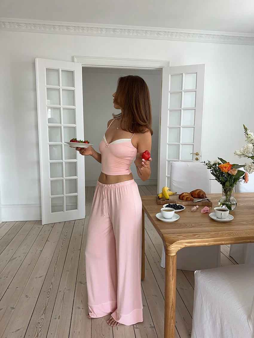 Pink Bow Top Pajama Set