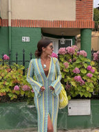 Colorful Crochet Striped Maxi Dress