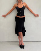 Black Satin Fishbone Corset