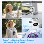 Portable High Speed Cooling Handheld Fan 3600mAh Rechargeable 100 Speed Adjustable Mini Foldable Air Cooling Turbo Fan & Lanyard