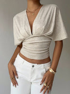 Deep V-Fold Short Sleeve T-shirt