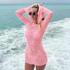 Lace See-Through Mini Dress and Bikini Set