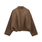 Suede-Texture Bomber Jacket
