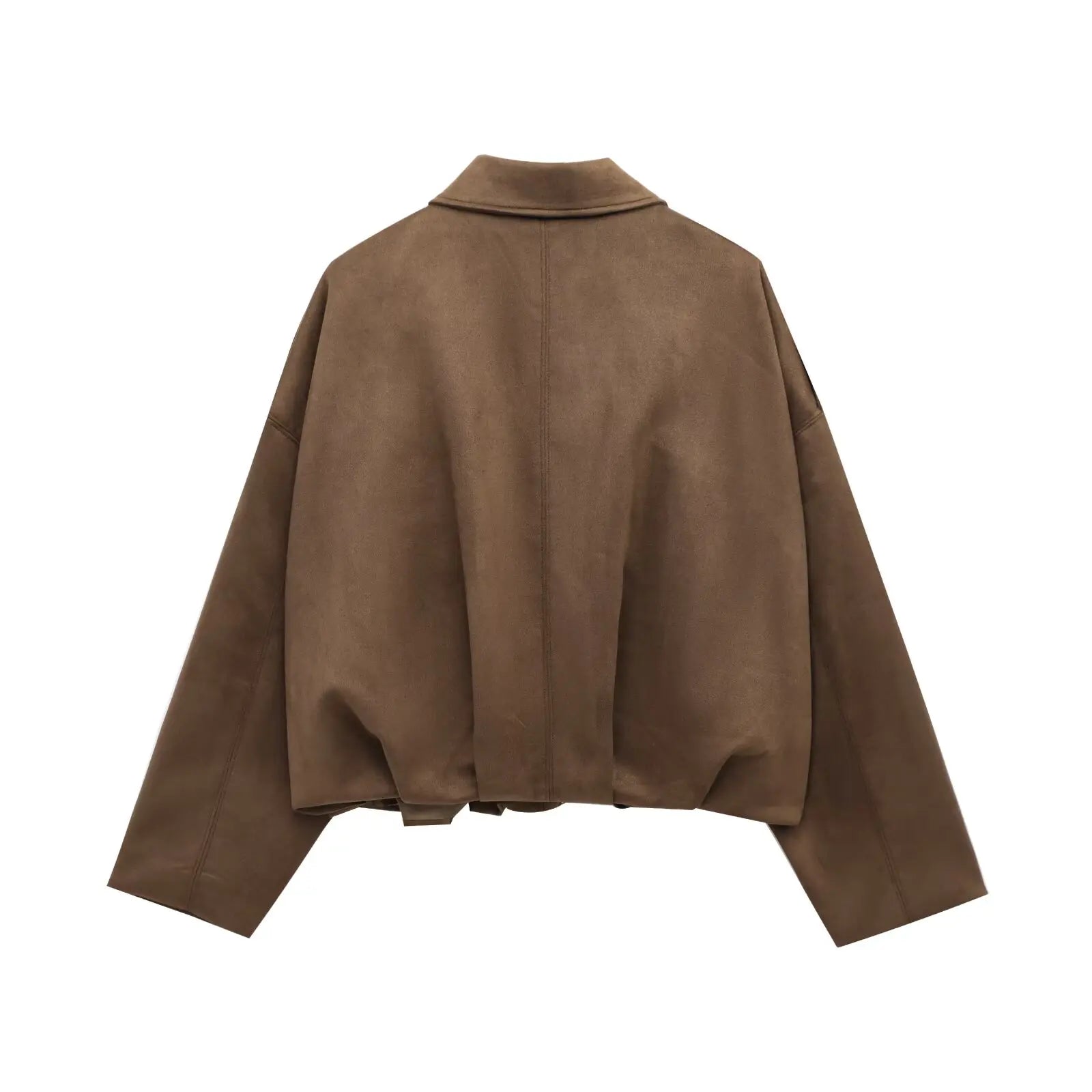 Suede-Texture Bomber Jacket