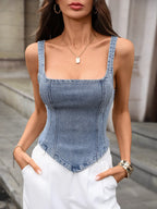 Strapfitted Denim Vest