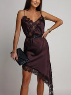 Burgundy Satin Cami Dress