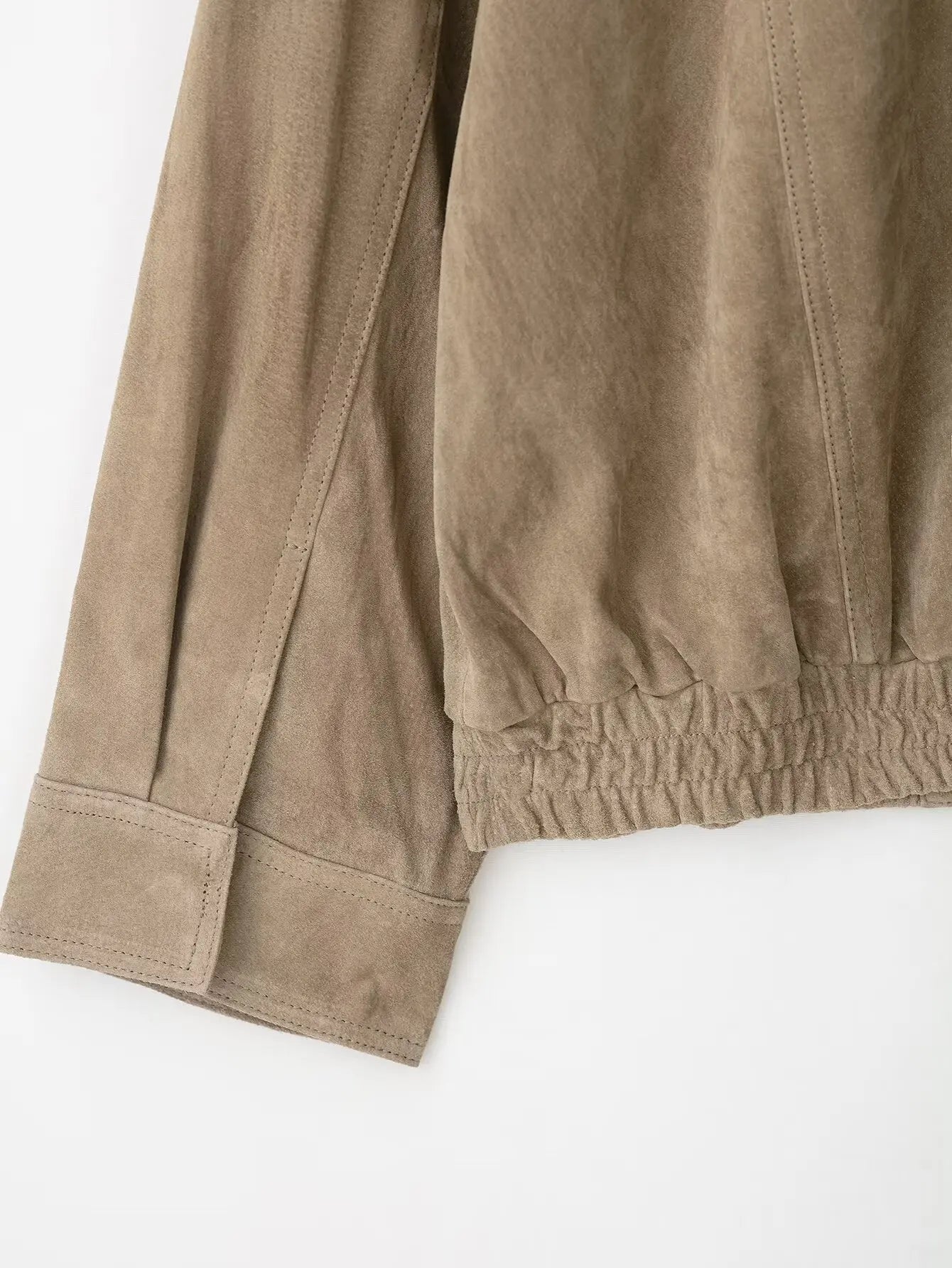 Straight-Cut Suede Bomber Jacket