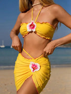 Floral Halter 3 Piece Bikini Set