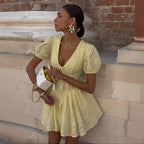 High-Waist Lace-Up Mini Dress