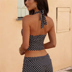 Dot Print Halter & Shorts Co-Ord