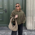 Turn-Down Collar Bomber Jacket