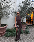 Draped Ruched Sexy Maxi Dress
