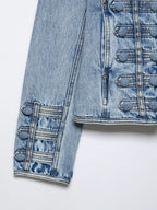 Cropped O-Neck Denim Jacket