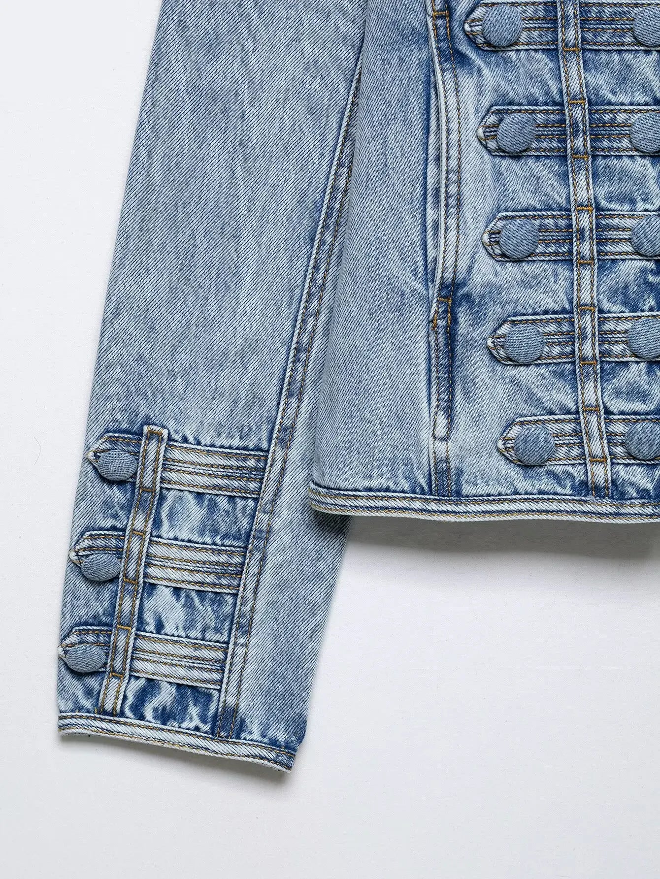 Cropped O-Neck Denim Jacket