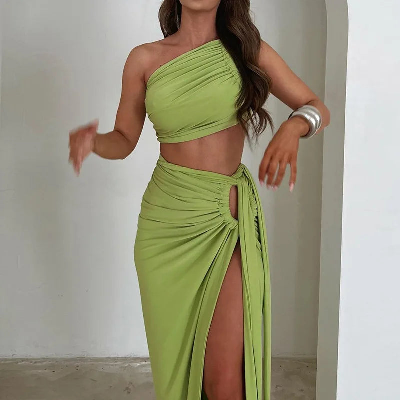 2-Piece Backless Crop & Side-Slit Maxi Co-Ord