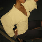 Deep V-Neck Flare-Sleeve Tee