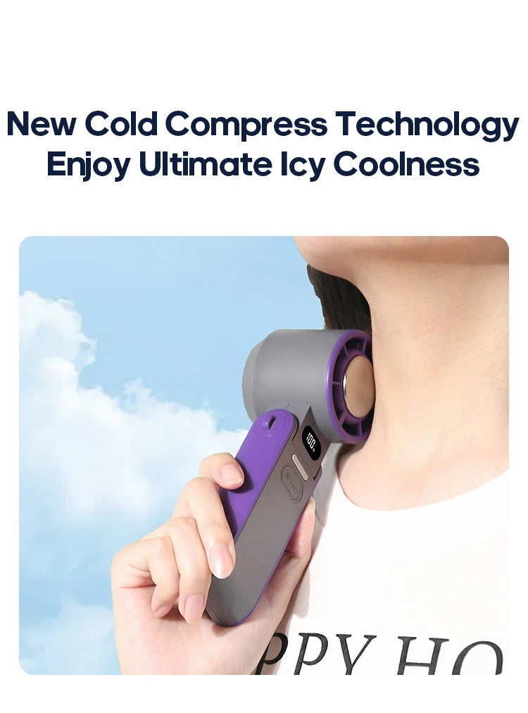 Portable High Speed Cooling Handheld Fan 3600mAh Rechargeable 100 Speed Adjustable Mini Foldable Air Cooling Turbo Fan & Lanyard