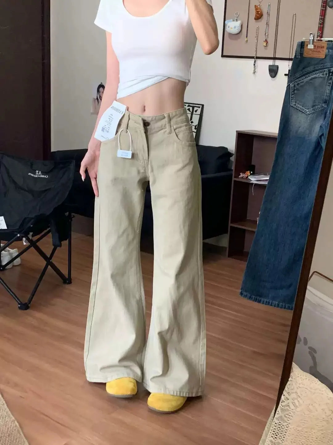 Khaki Flared Jeans