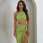 2-Piece Backless Crop & Side-Slit Maxi Co-Ord