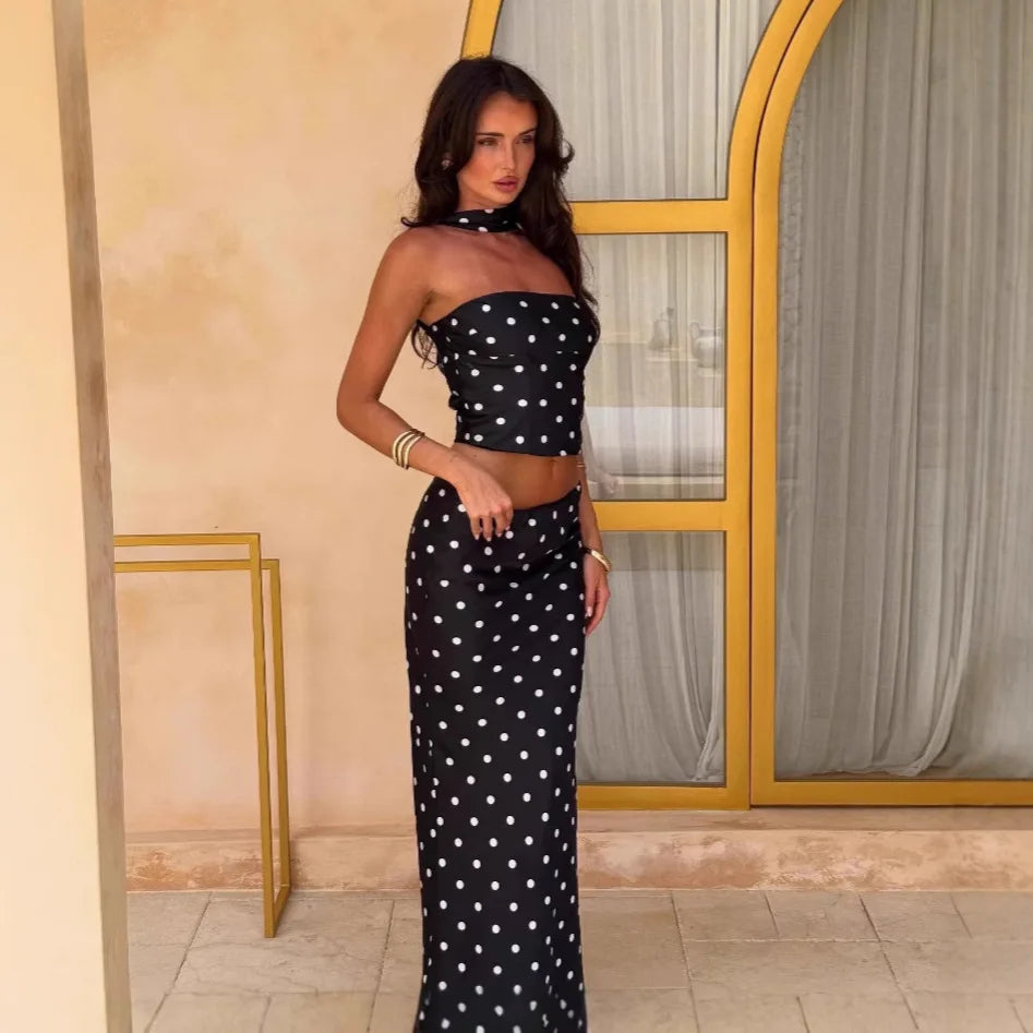 Backless Vest & Skirt 2-Piece Set